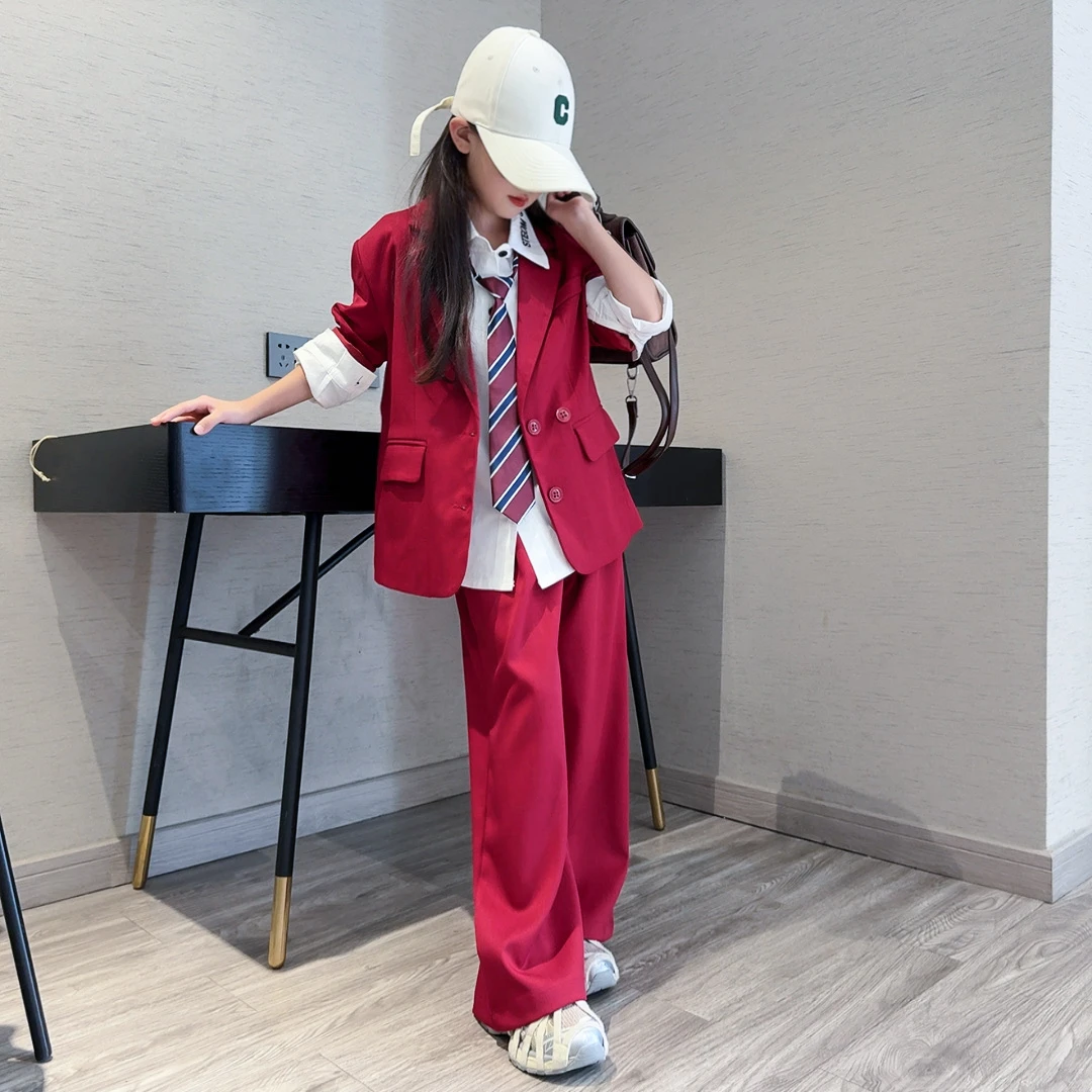 女童套装街舞爵士舞潮服2025新款秋季洋气西装演出服儿童走秀秋装