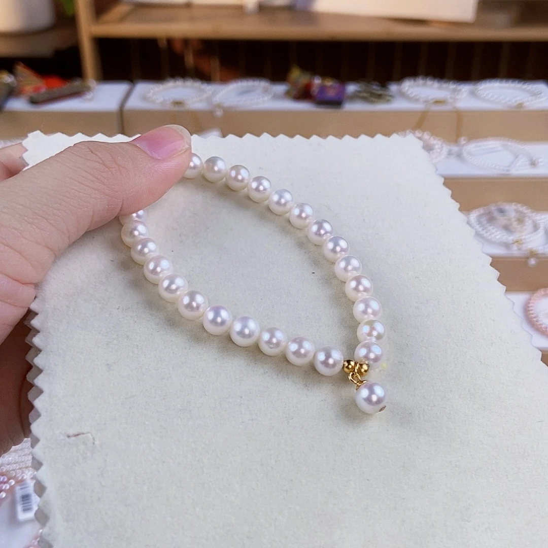 银S925镶嵌手绳淡水珍珠