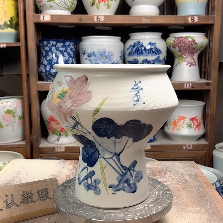 陶高脚荷花新款新款陶瓷陶瓷