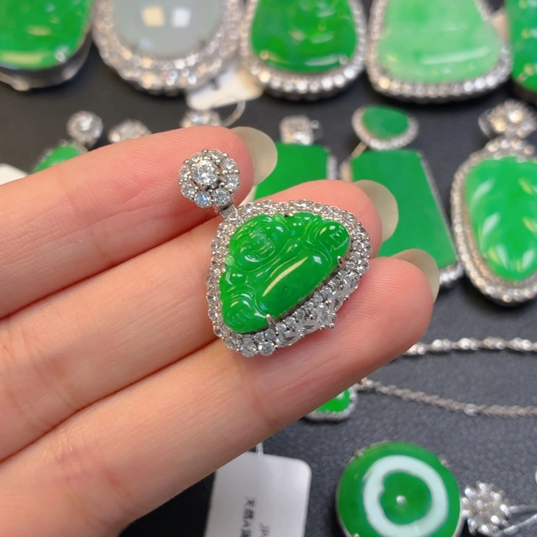 翡翠银S925镶嵌颈饰