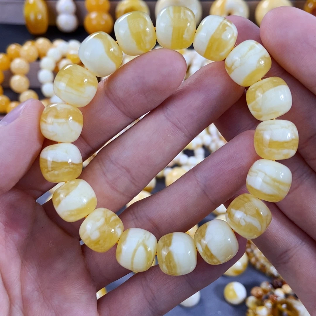 琥珀手链未镶嵌13mm同料蜂蜜一线天手串