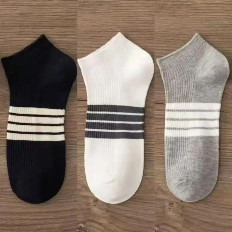 20双条纹短款防臭短袜低帮夏季短筒潮短袜薄款袜子男款男生运动袜