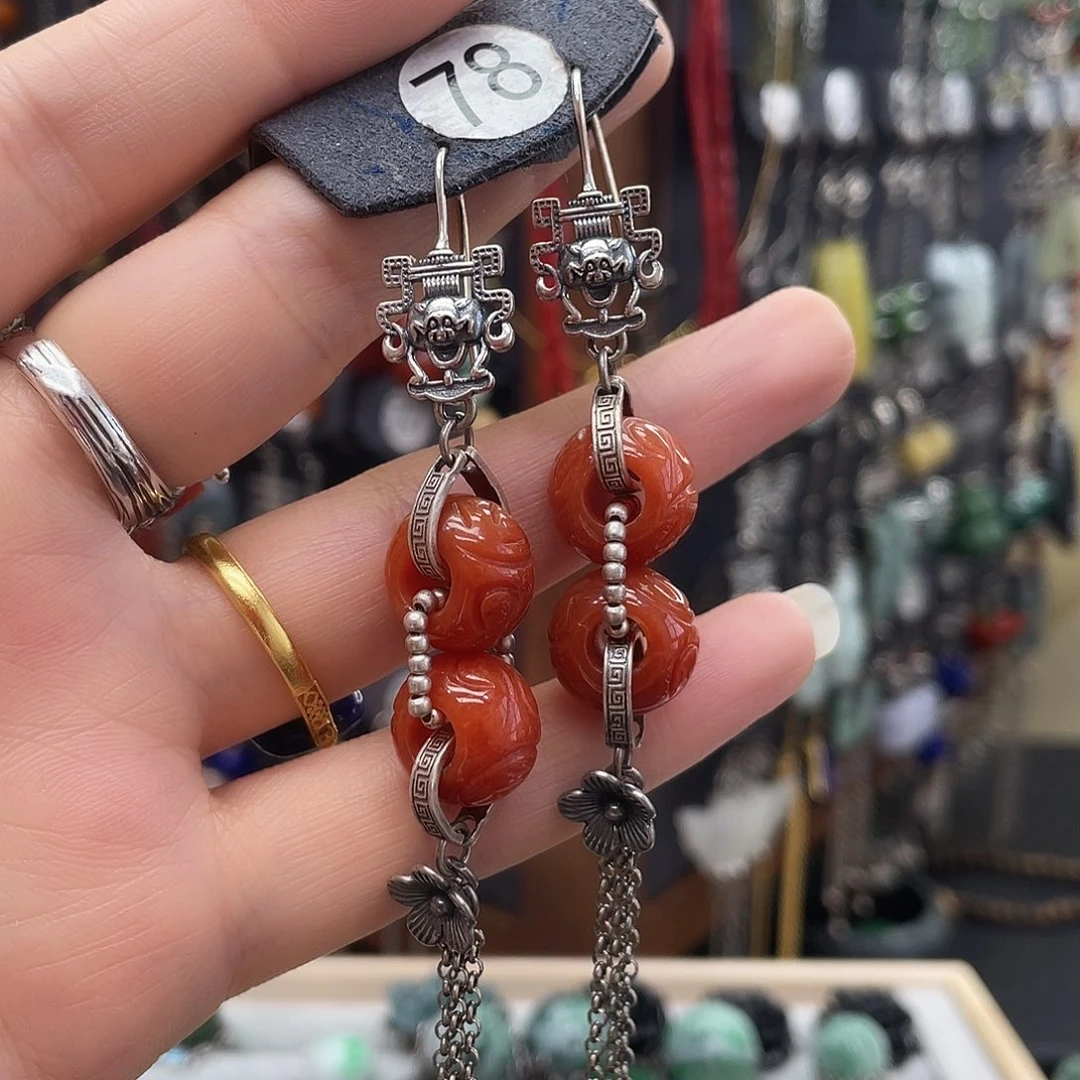 翡翠戒指银S925镶嵌小***豆675ghjhhh