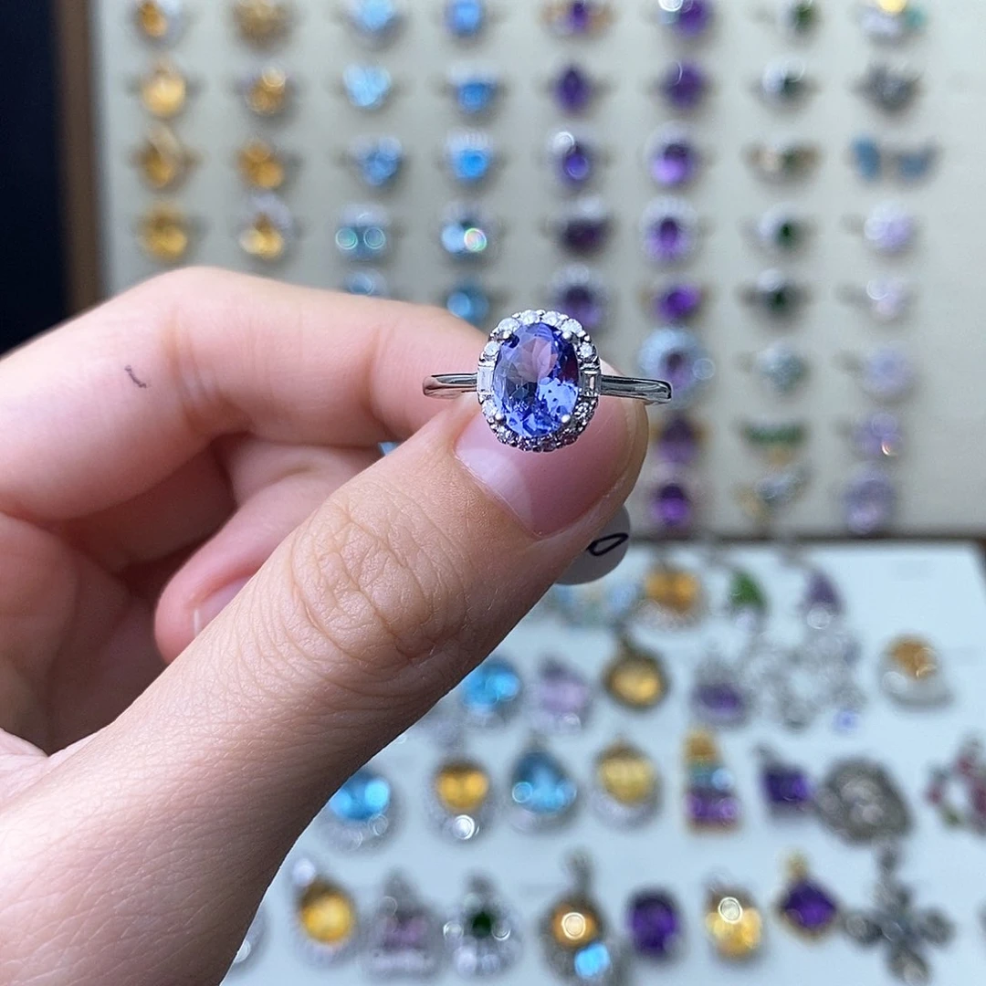 坦桑石戒指银S925镶嵌（一物一证）