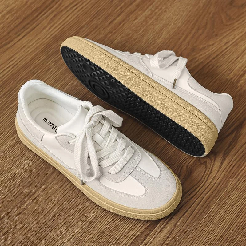 PTRICH德训鞋男板鞋日系潮小众百搭鞋子男生男款薄底休闲头层牛皮