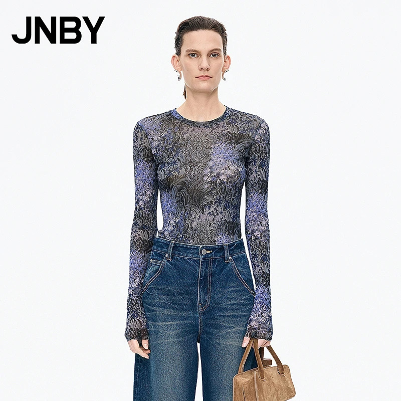 【商场同款】JNBY/江南布衣25秋新品T恤修身圆领长袖5P9113070