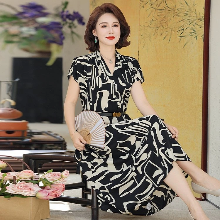 妈妈装时尚短袖裙子