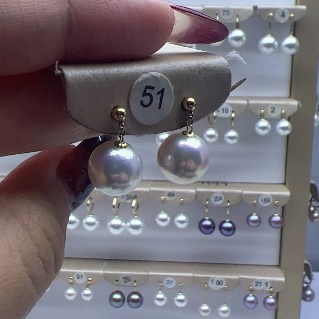 淡水珍珠耳饰18K金镶嵌