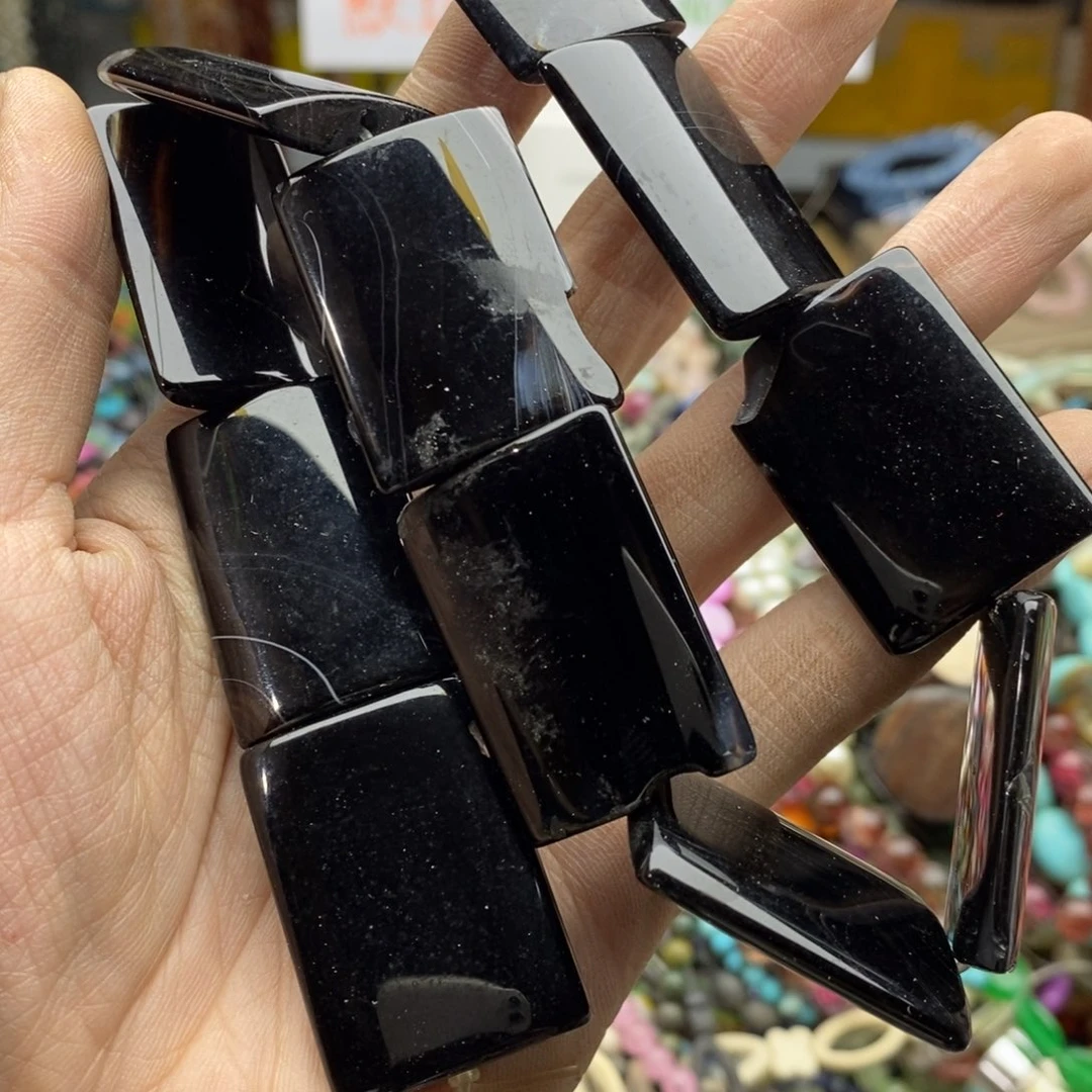 玛瑙/玉髓未镶嵌珠宝半成品一条黑玛瑙L288