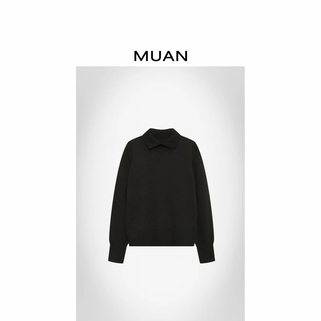 木岸MUAN:《高尔夫毛衣》定制老钱POLO领245克高级毛衣女D-DG3-143