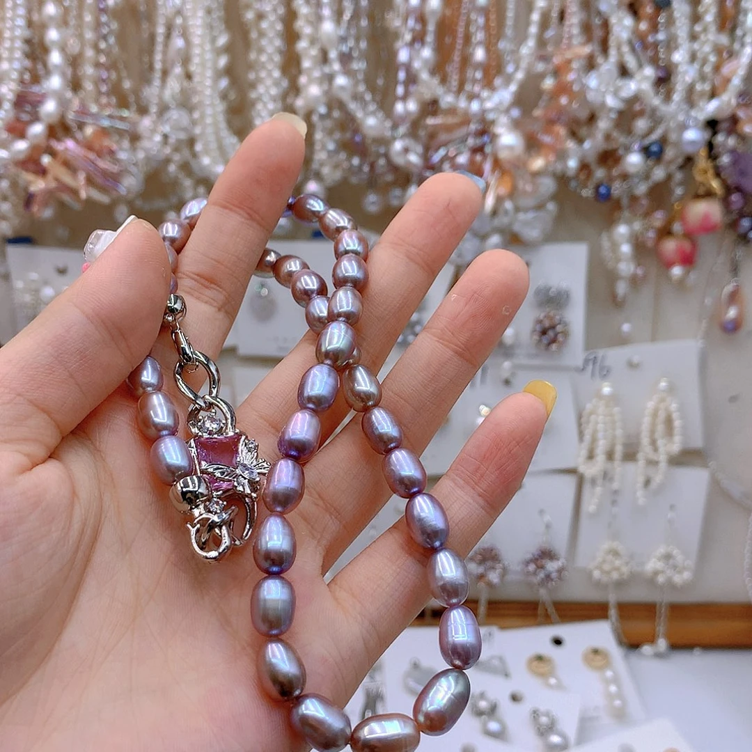 银S925镶嵌淡水珍珠发饰瑶***丶