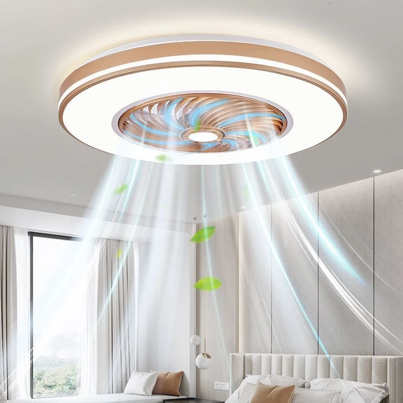 新款金色超薄简约吸顶风扇灯隐形全光谱护眼光源卧室餐厅吊扇灯