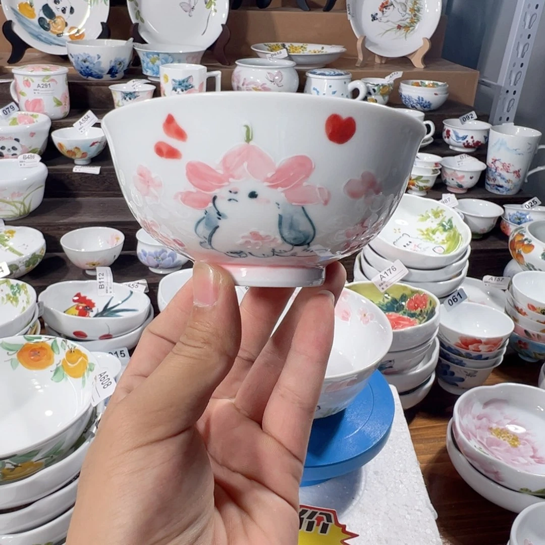 景德镇手工手绘陶瓷5寸米饭碗