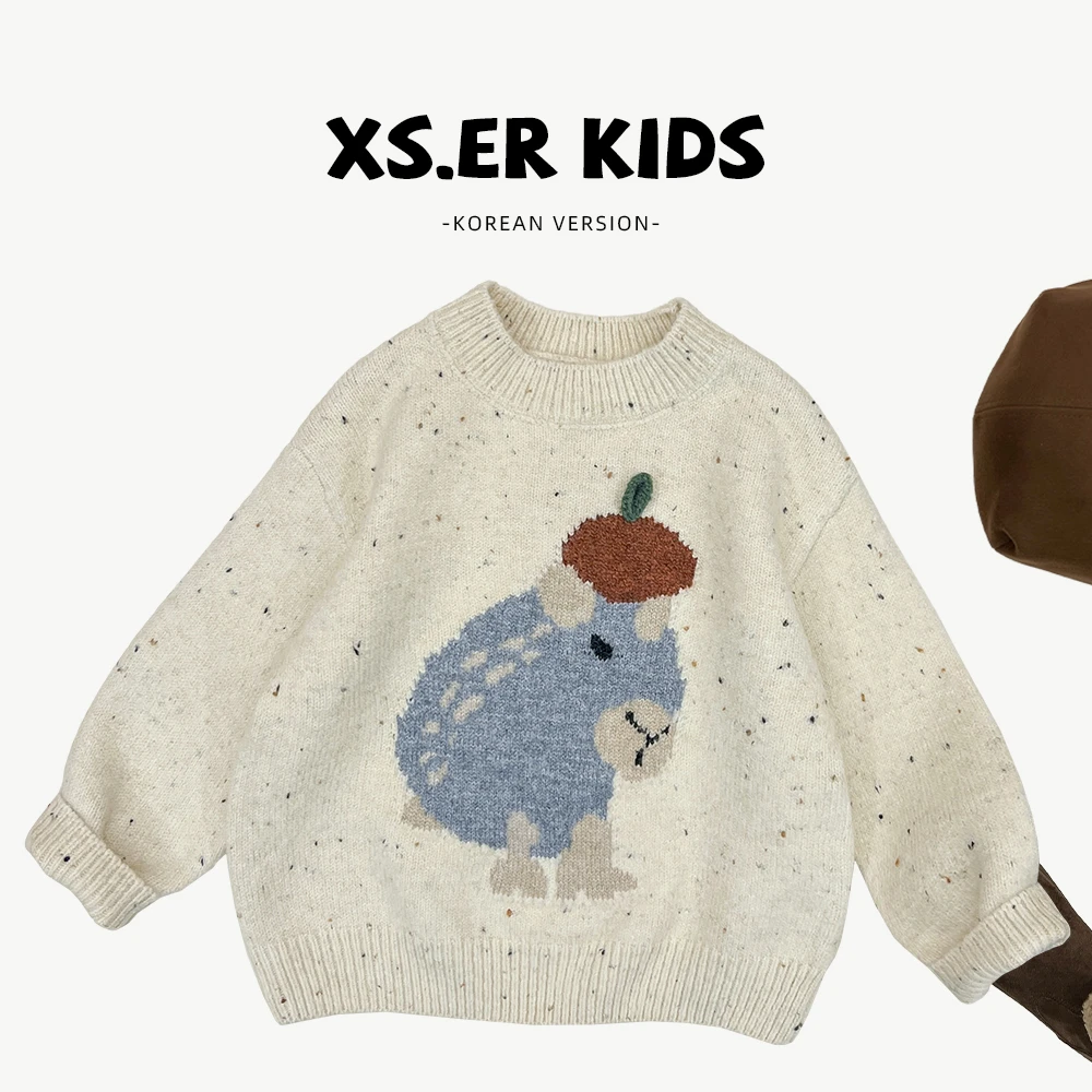 【小首尔】【卡皮巴拉】男女童冬季提花加厚保暖针织套头毛衣HBB8563