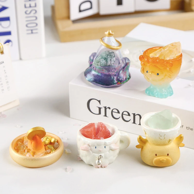 【找数字】十二星座PAL水晶盲盒摆件天然水晶石解压摆件三小毛盲盒