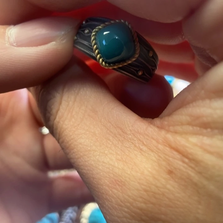 绿松石戒指银S925镶嵌海**逐