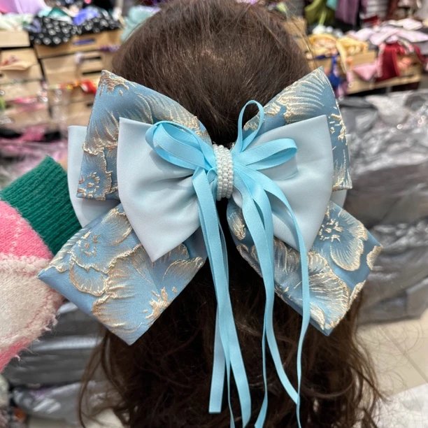 秋冬季新款国风大号蝴蝶结小香风弹簧夹