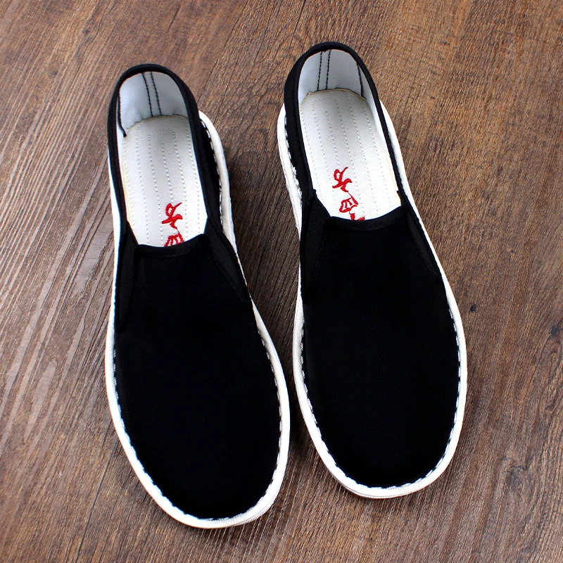 夏季新款老北京布鞋男款手工千层底透气一脚蹬耐磨软底工作牛筋底