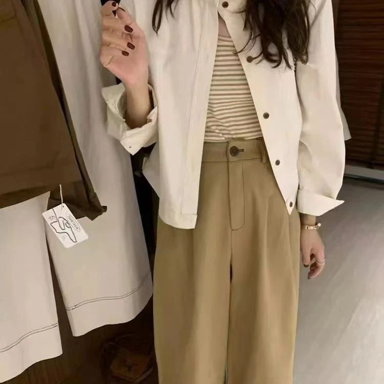 2025休闲新款工装衬衫外套设计短款立领百搭上衣衬衣外搭