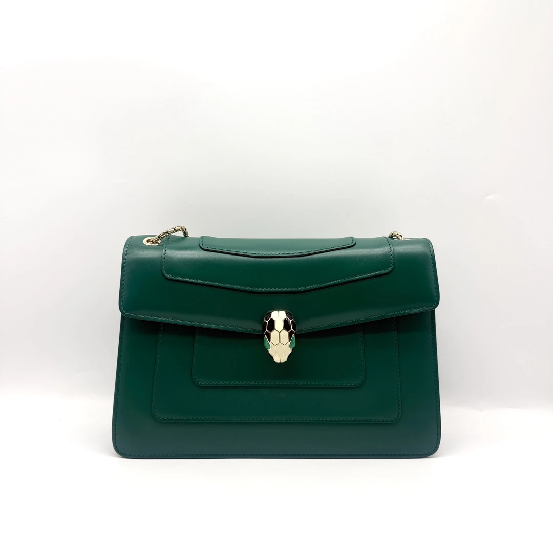 95新 BVLGARI/宝格丽 Bvlgari/宝格丽 中号祖母绿蛇头包链条包