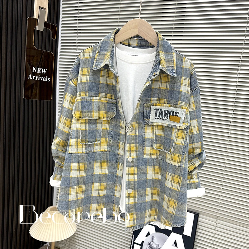 儿童装男童外套春秋款2025新款秋装衣服酷帅衬衫男孩秋季中大童潮