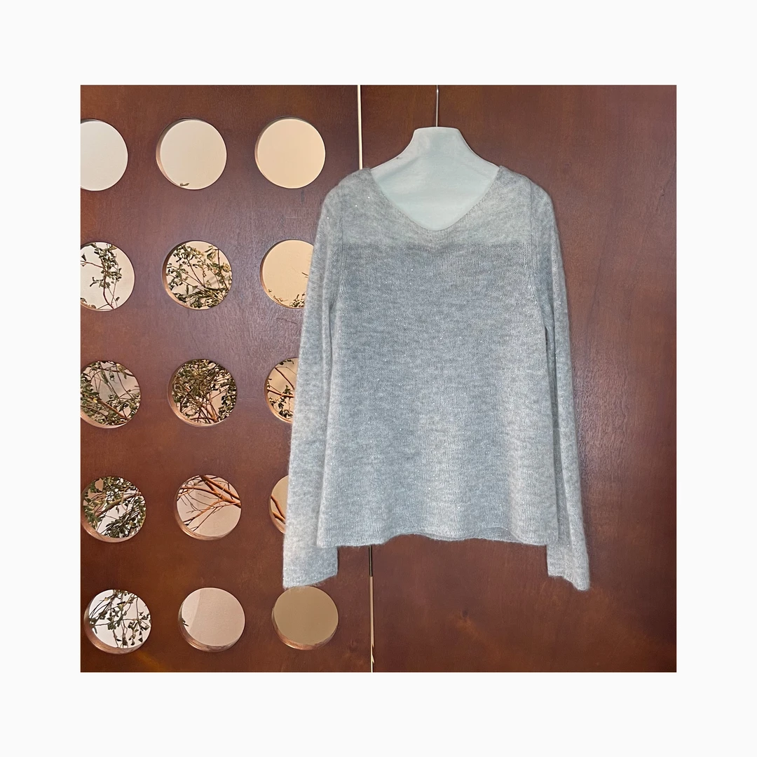 LNHJ【云朵慕斯】精致百搭珠片针织长袖套头毛衫