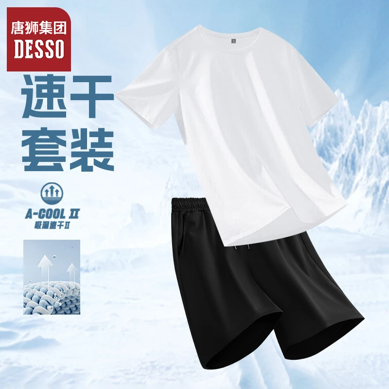 唐狮集团desso冰丝速干套装男款2025新款夏季轻薄款男穿搭一整套