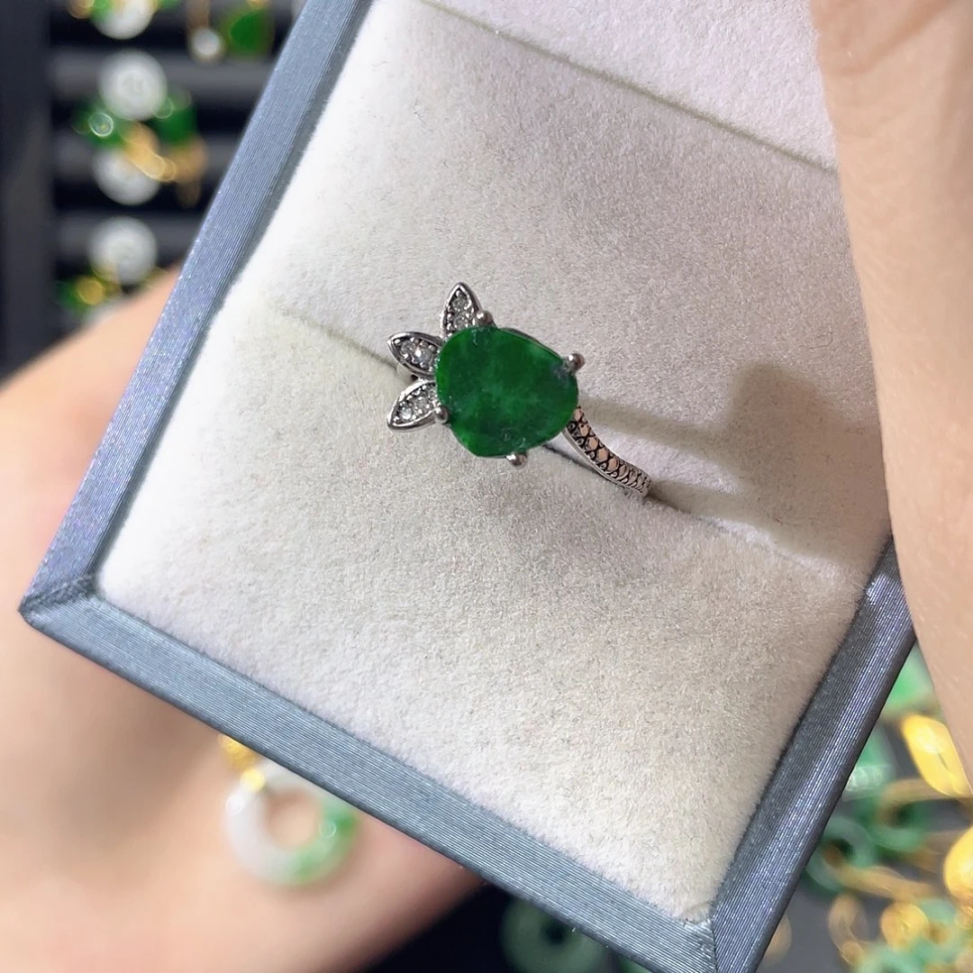 翡翠银S925镶嵌戒指