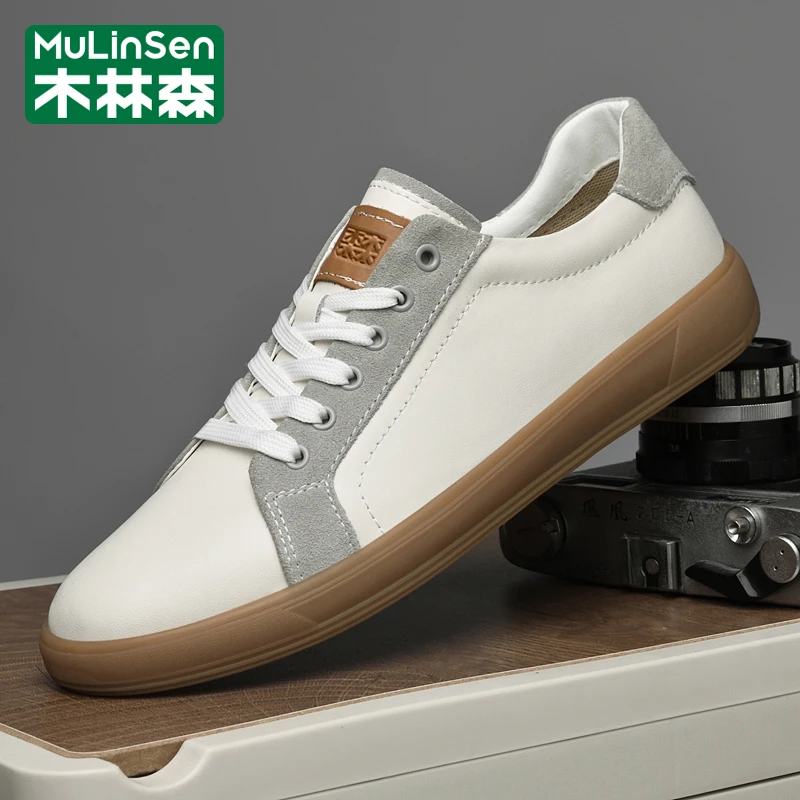 木林森运动软底低帮休闲板鞋百搭防滑耐磨软底潮流小白鞋休闲皮鞋