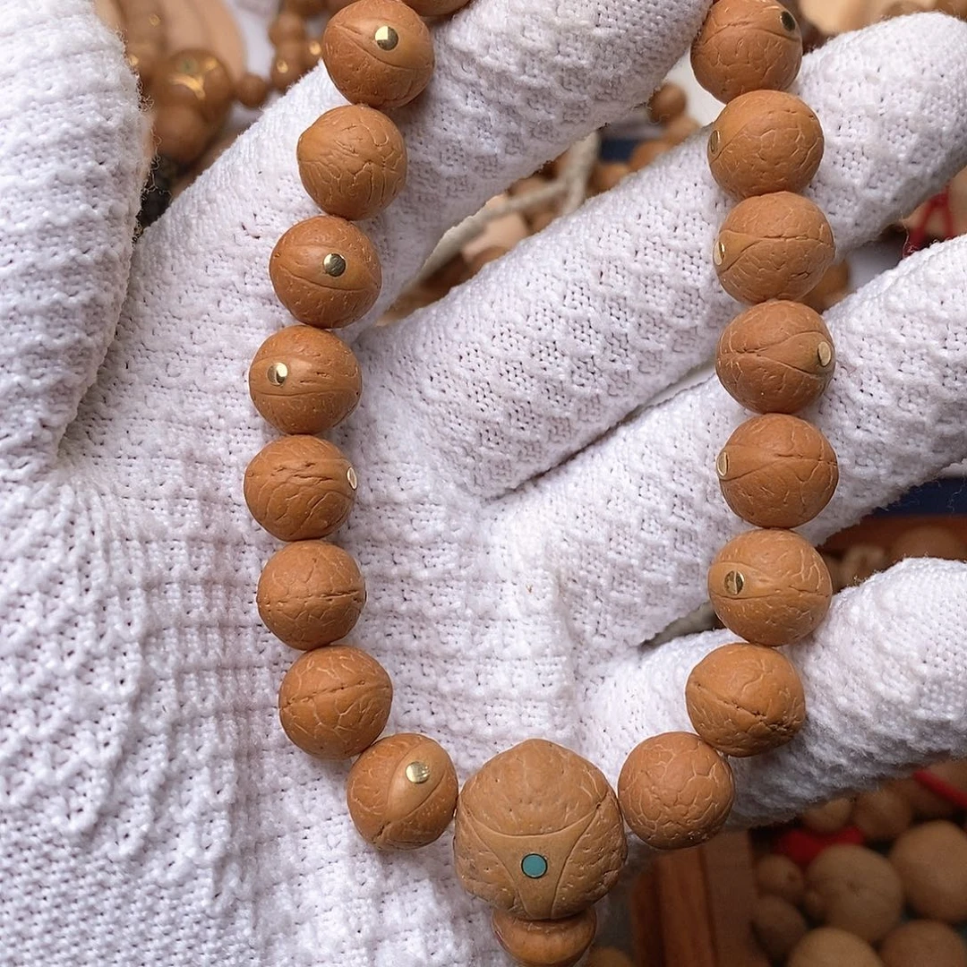 凤眼菩提手串镶嵌铜钉小13