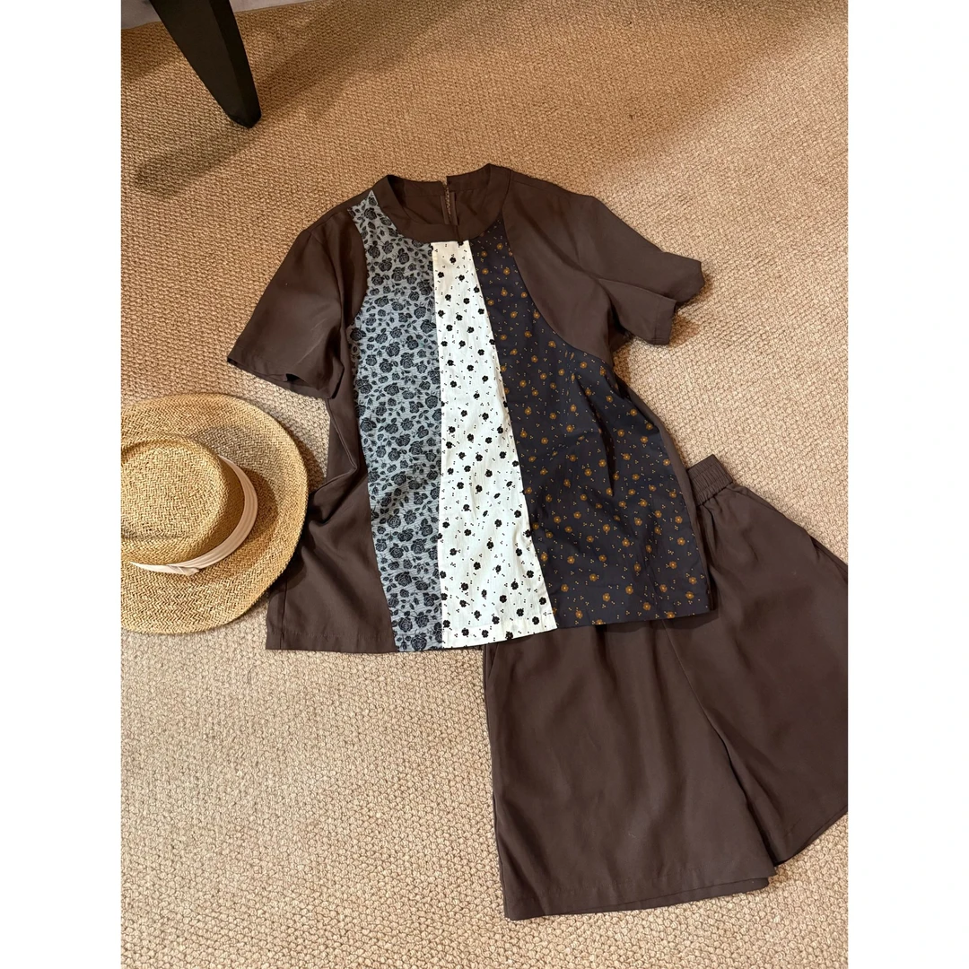 2025夏款新品【设计感 莱赛尔亚麻套装短裤+上衣】