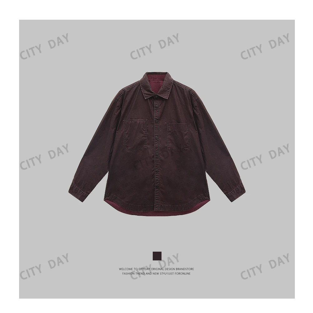 CityDay【楠哥】现货 100棉 双面穿 高定极简复古双面穿衬衫 1207