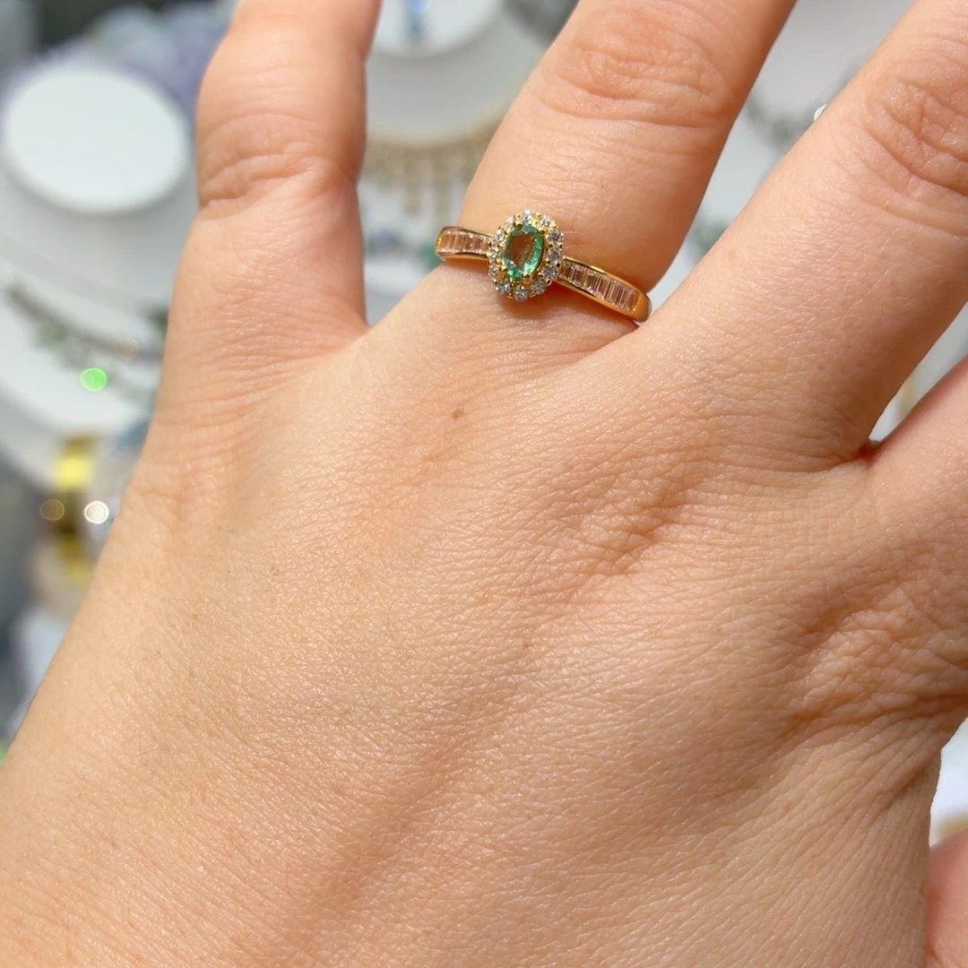 银S925镀金镶嵌戒指祖母绿