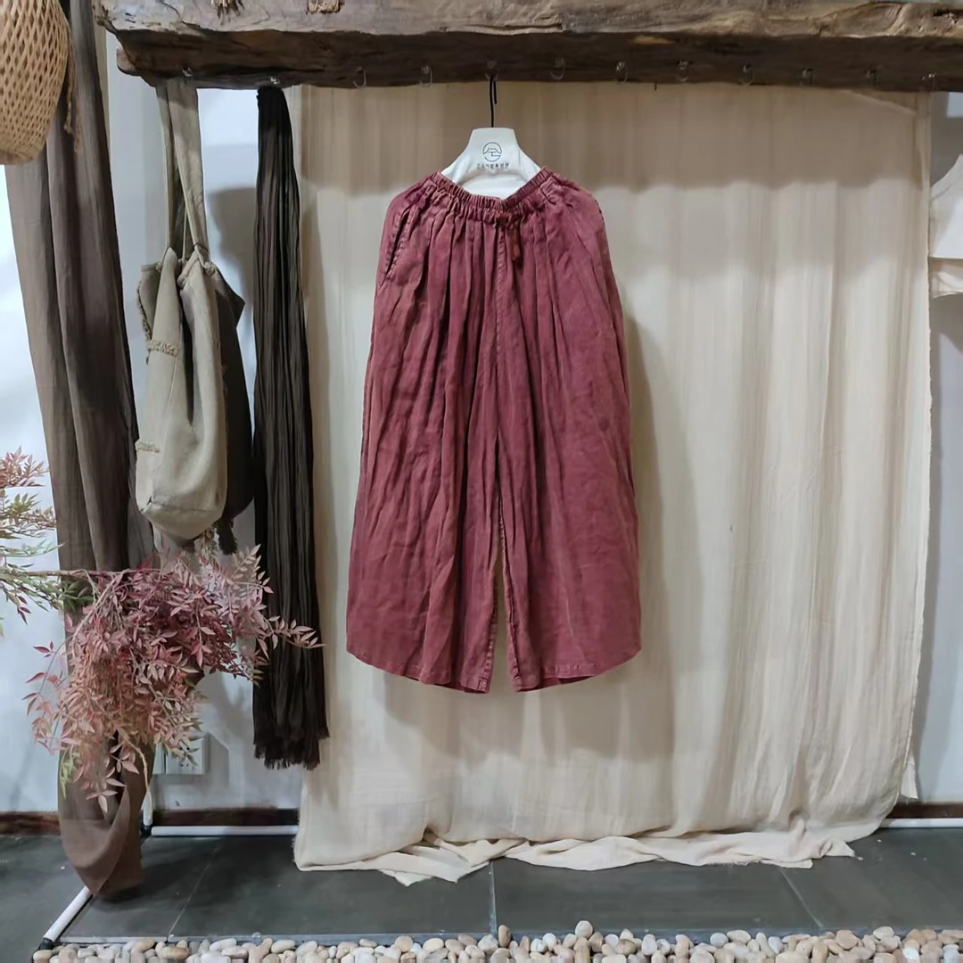 情侣无极褶皱大阔腿裤