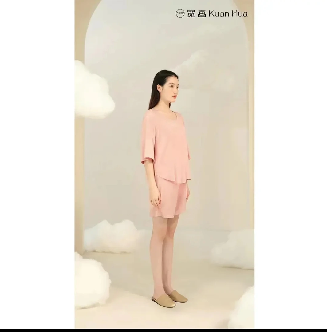 宽画清版夏季舒适弹力套头半袖短裤家居套装96700