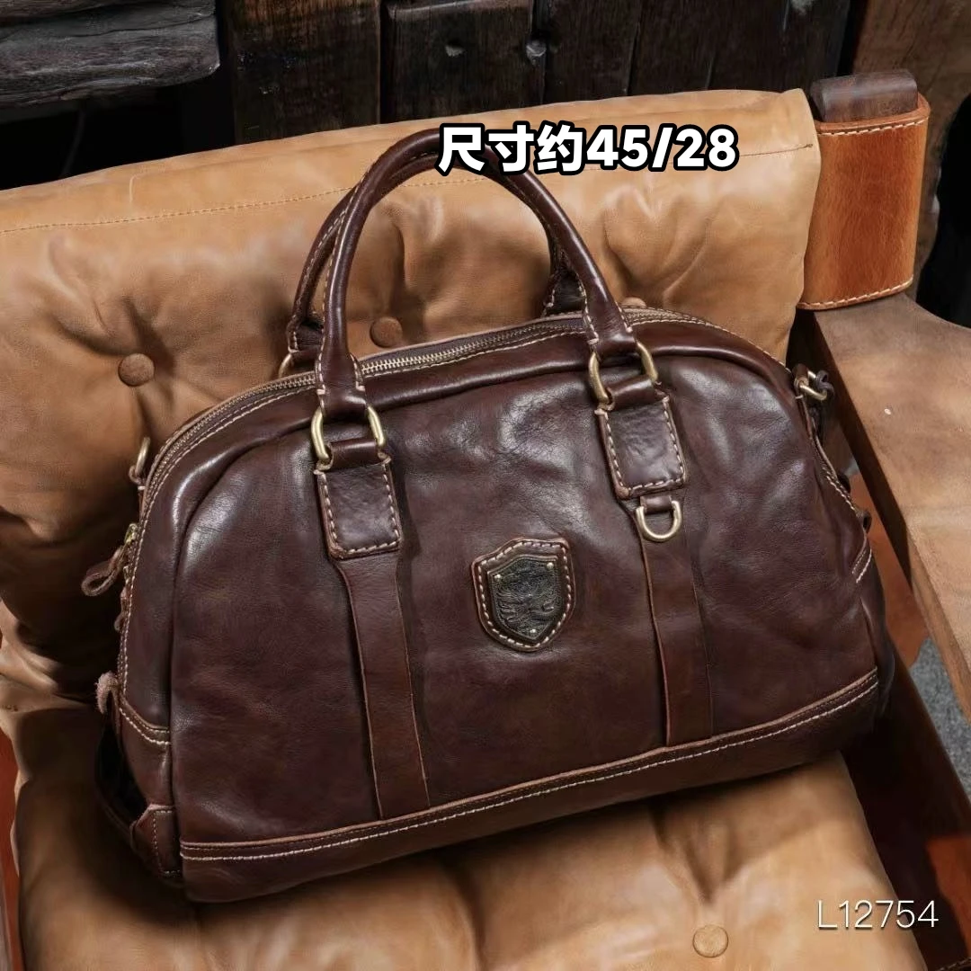 制道手工男士女士单肩斜挎包复古时尚休闲质感重磅旧化手提旅行包