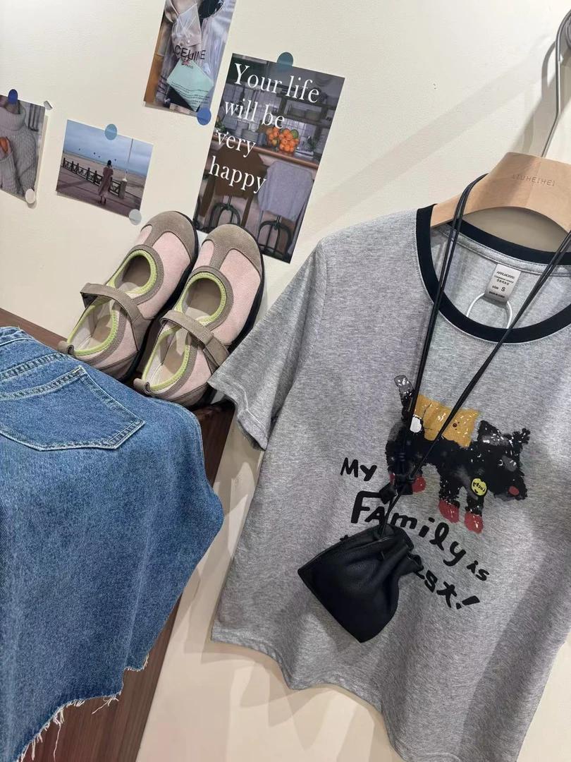 -ARRLMORRE品牌【趴趴熊】轻薄雪花棉韩系大正肩冰感T短袖