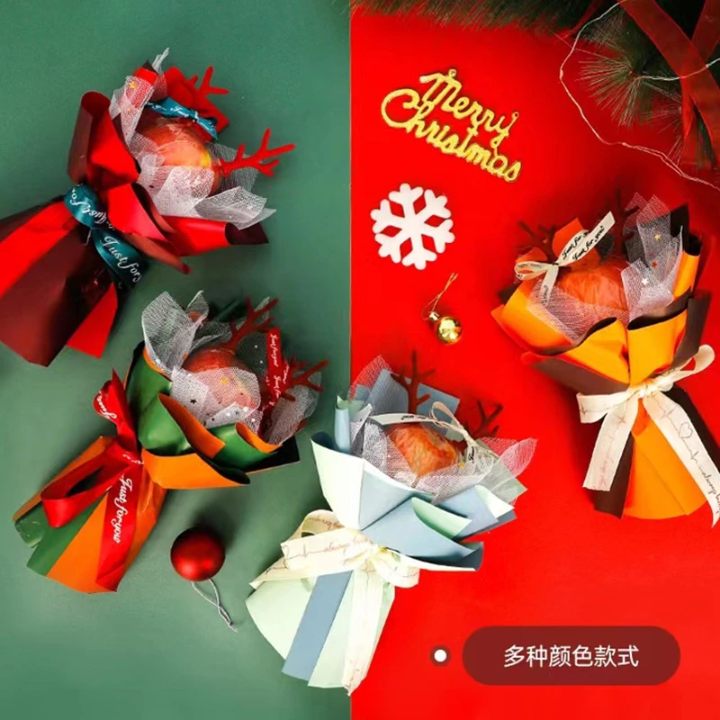 手工diy苹果花束材料包包装纸自制圣诞节平安夜花送男女朋友礼物