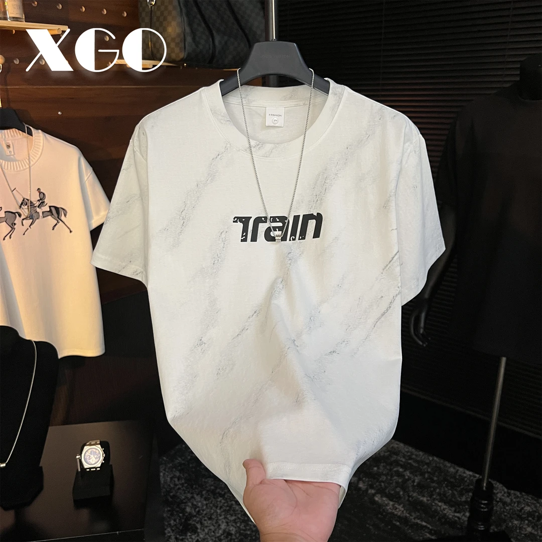【XGORAD】夏季重磅原创字母印花扎染潮流设计T恤圆领冰感棉短袖男