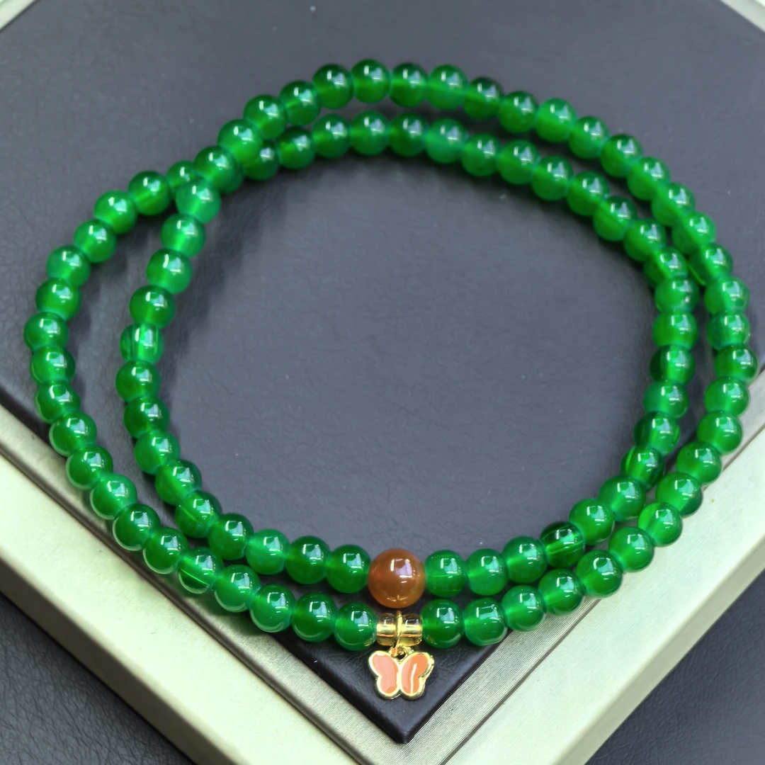 高端大气满肉绿色蝴蝶扣手链C02