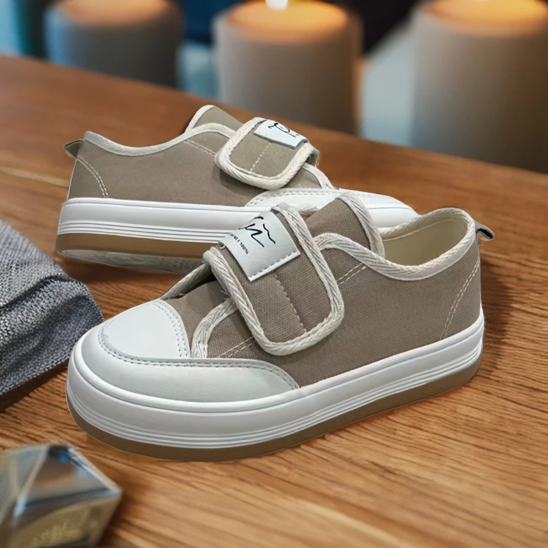 【新疆包邮25-37码】8818帆布鞋魔术贴字母儿童时尚软底男女童中帮