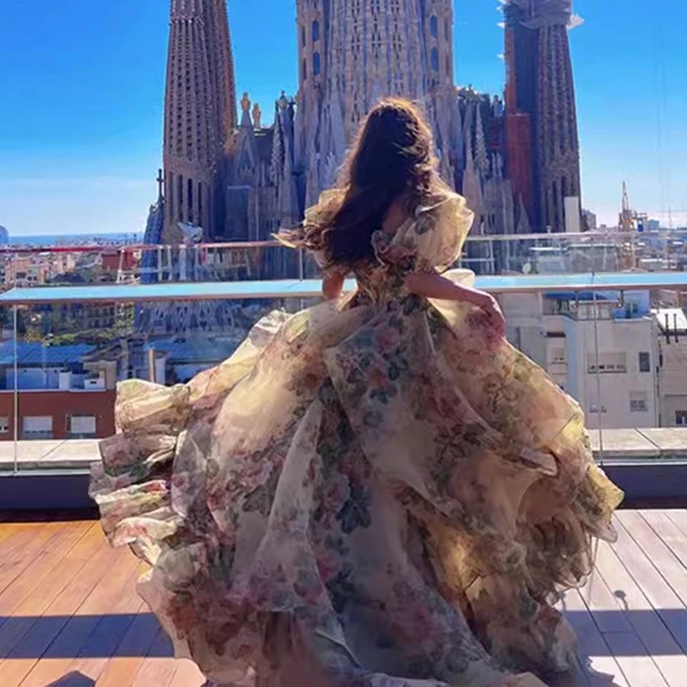 261-280(荣特服饰）重工烫钻高弹力大摆长款连衣裙