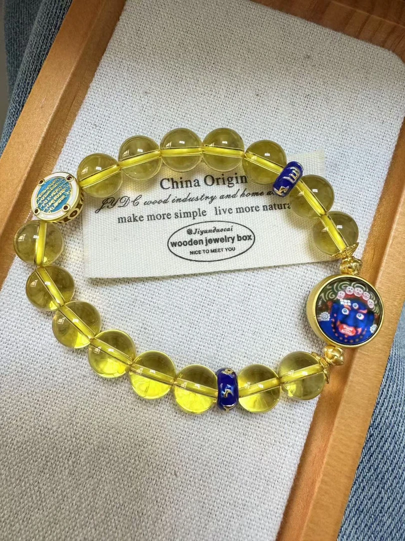 【灰姑娘原创】巴西暴力黄水晶大黑天手串M6336卡8米尺寸看好再拍