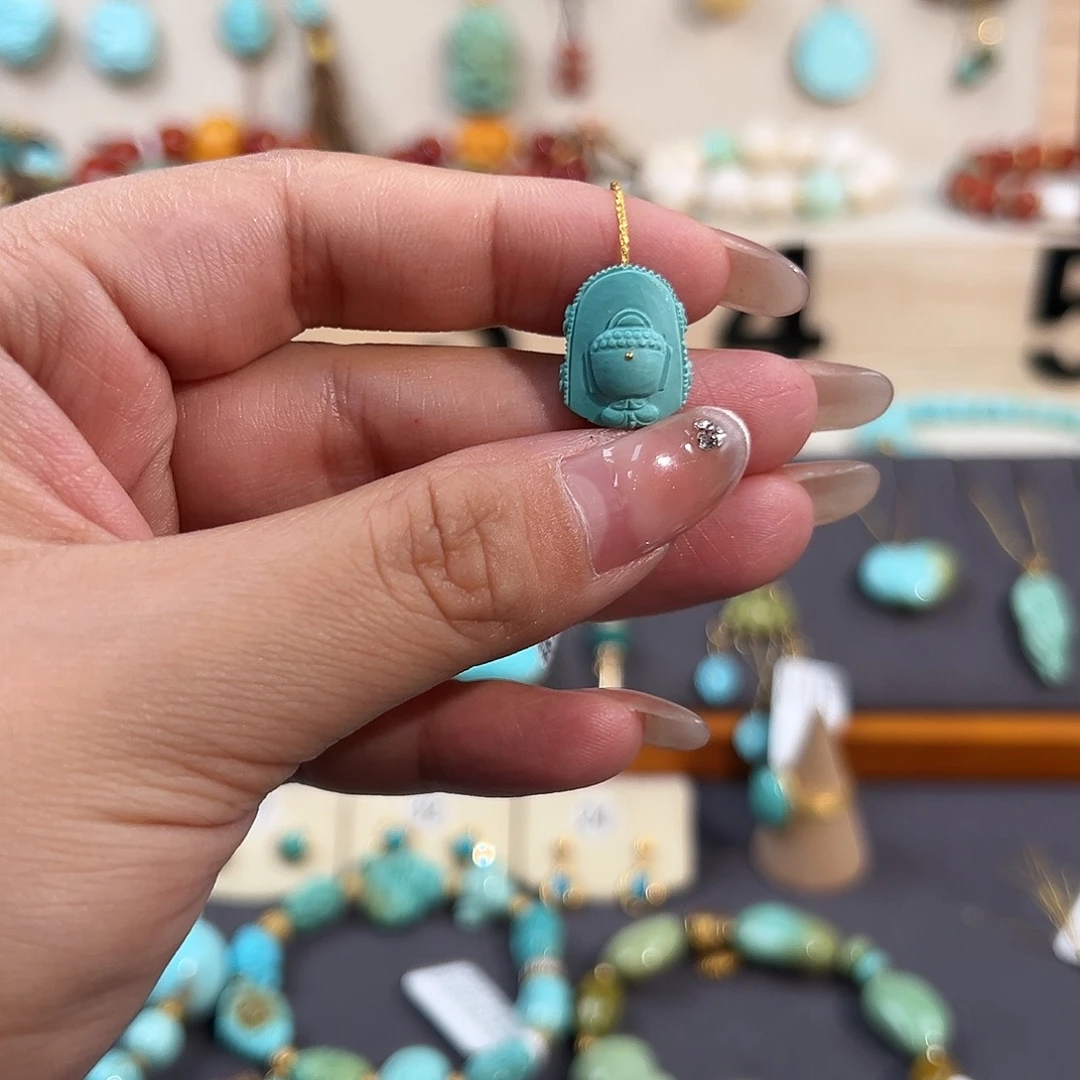 绿松石未镶嵌把件丝绒宝宝佛配饰