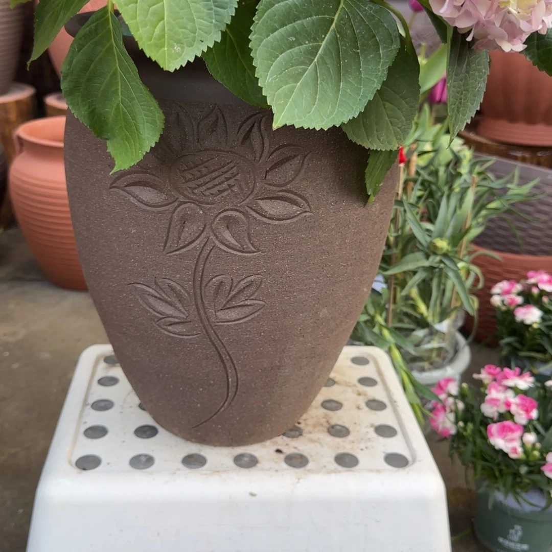 紫砂花盆口25高35宜兴紫砂