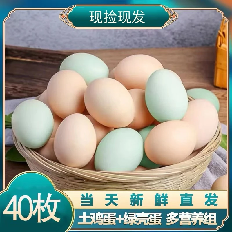 土鸡蛋组合装 20枚粉壳+20枚绿壳 共40枚/1600g破损包赔