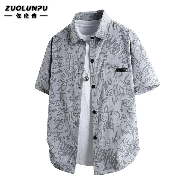 短袖衬衫男士夏季薄款休闲百搭翻领衬衣潮流痞帅宽松加大码衬衣男