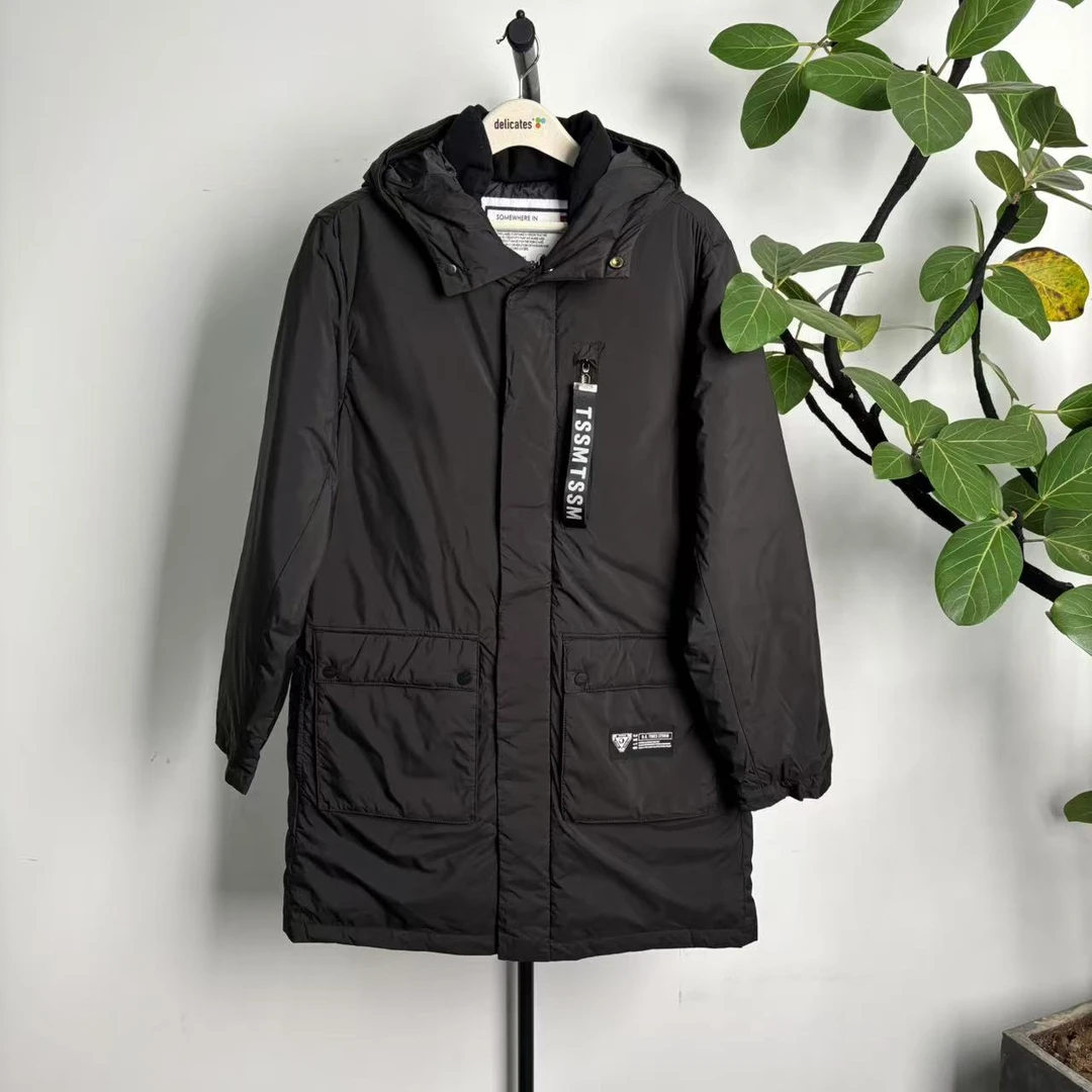 A 24新款冬季男士中长款黑色连帽羽绒服 20O61