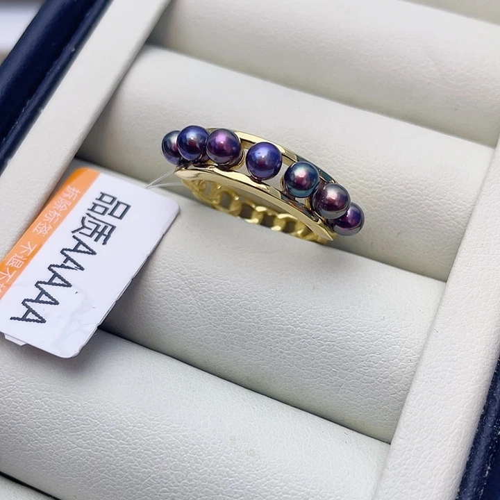 银S925镶嵌戒指淡水珍珠w11