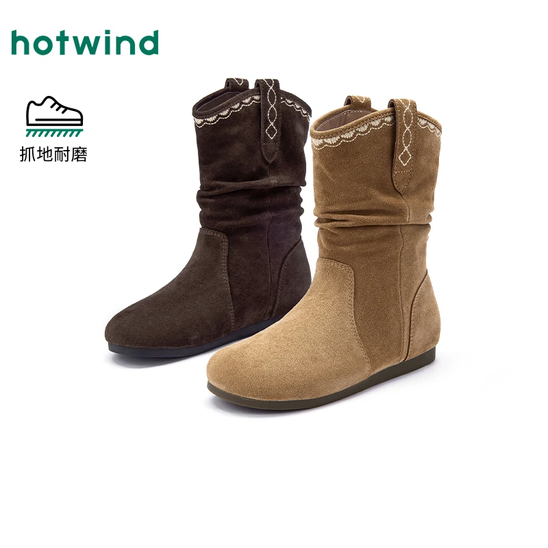 热风2025年冬季新款女士时装靴H82W25419